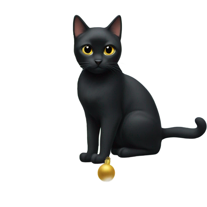 Black cat next to a white Christmas tree emoji