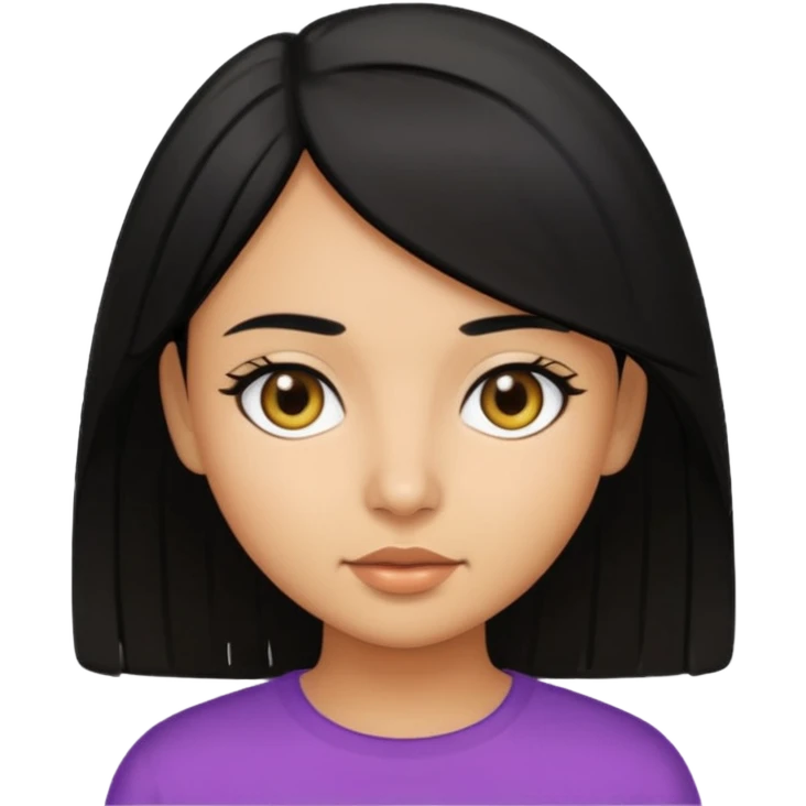 Olive skin girl with medium straight black hair  emoji