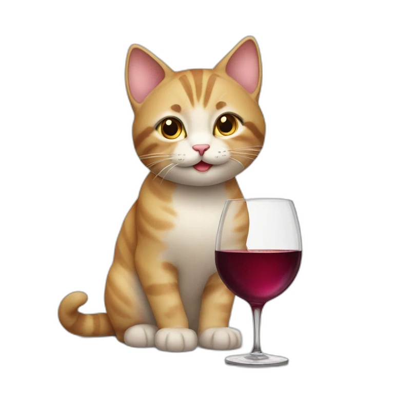Cute cat rising a glass of wine emoji
