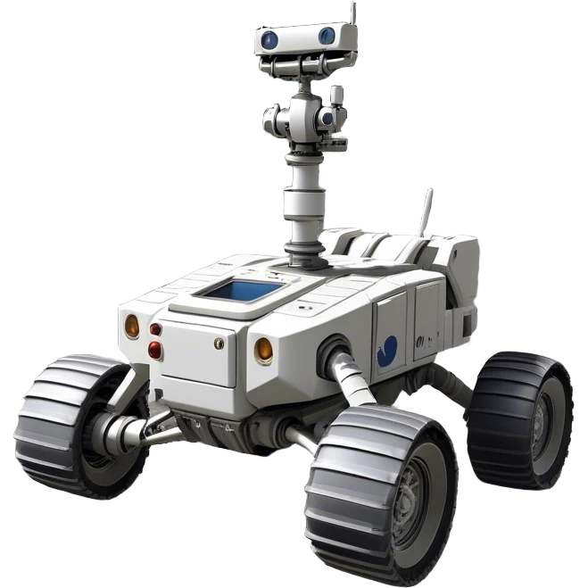 Cinematic Realistic Moon Rover – A rugged, high-tech vehicle traversing the Moon’s dusty surface. Its thick wheels leave tracks in the fine lunar regolith, with Earth hanging in the distant sky. Every mechanical detail of the rover is meticulously rendered, emphasizing its role in human exploration. emoji
