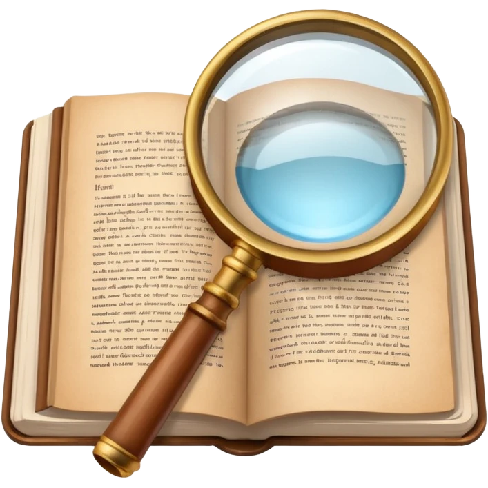 Magnifying glass above book  emoji