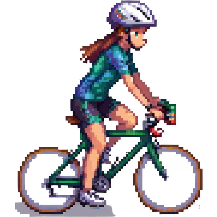 girl riding a road bike, wearing sportswear and a helmet emoji