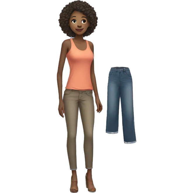 tall woman growing out of her clothes emoji