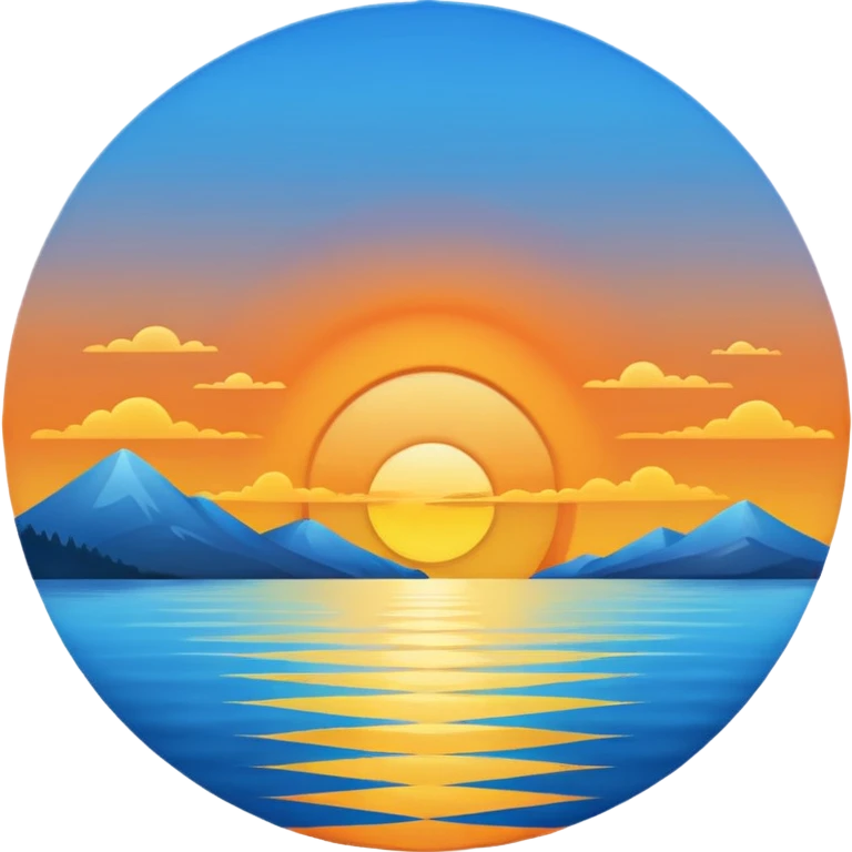 lakeside sunset horizon blue emoji