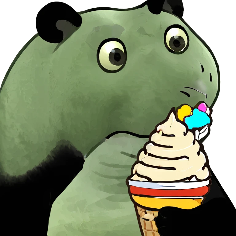 Panda eating ice cream emoji