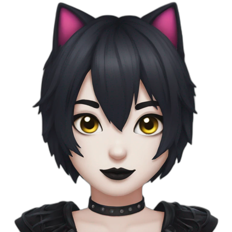 goth nekochan with best make up and big torso emoji