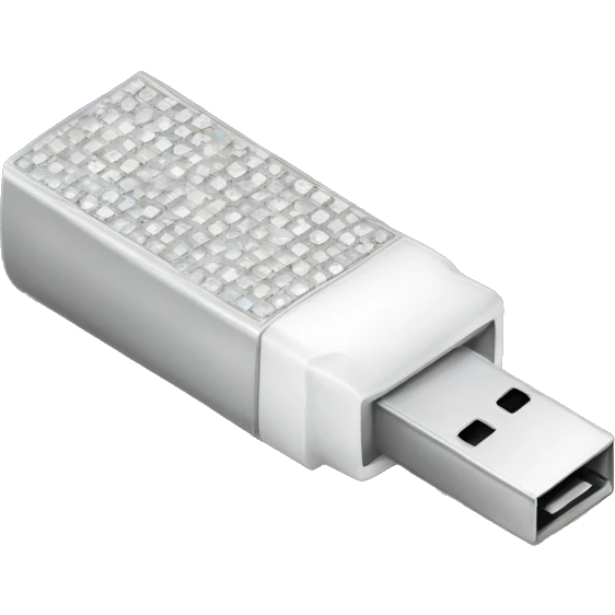 white pendrive with silver disco ball emoji