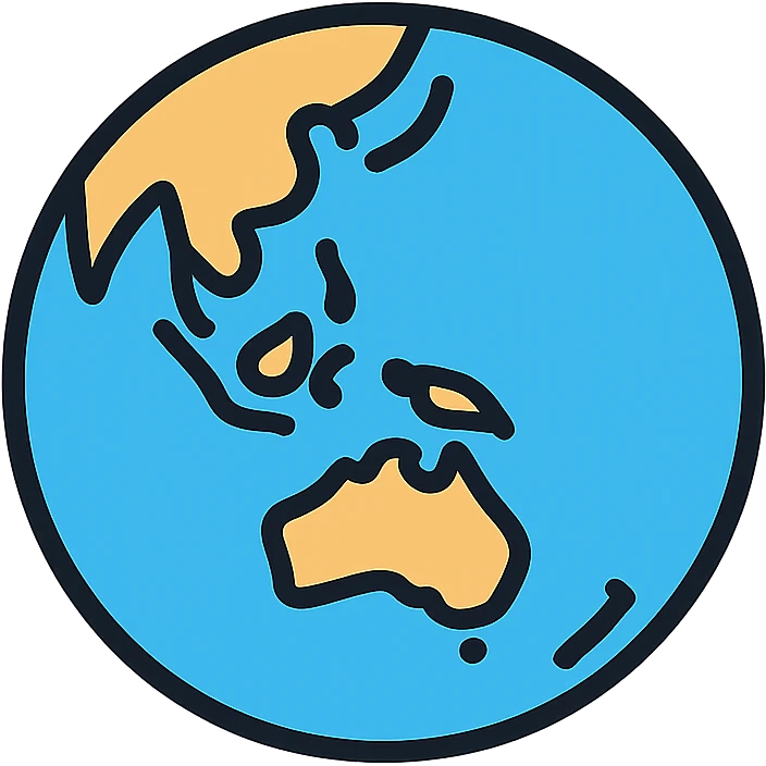 blue globe with Australia visible, minimalistic icon style emoji