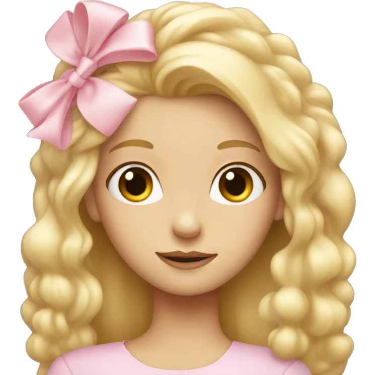 blonde long haired girl with light pink bow in hair emoji
