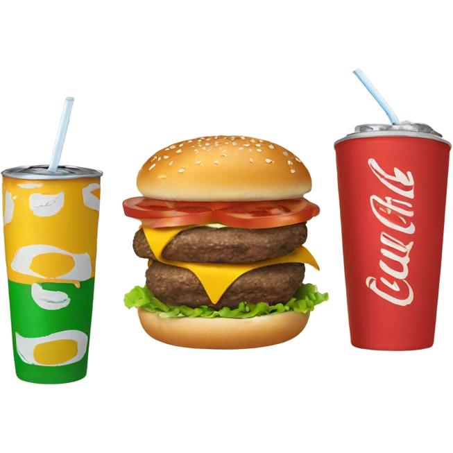 Two burgers and a soda emoji