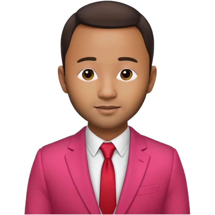 John Legend with dark brown hair, red and pink suit emoji