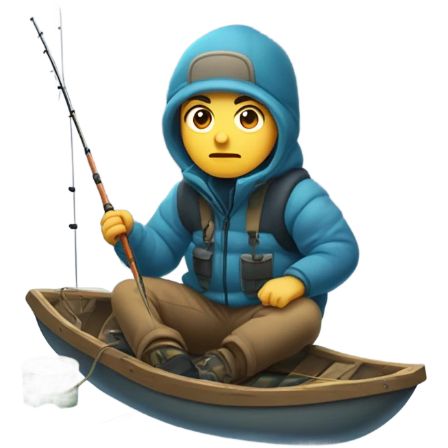 White teen ice fishing  emoji