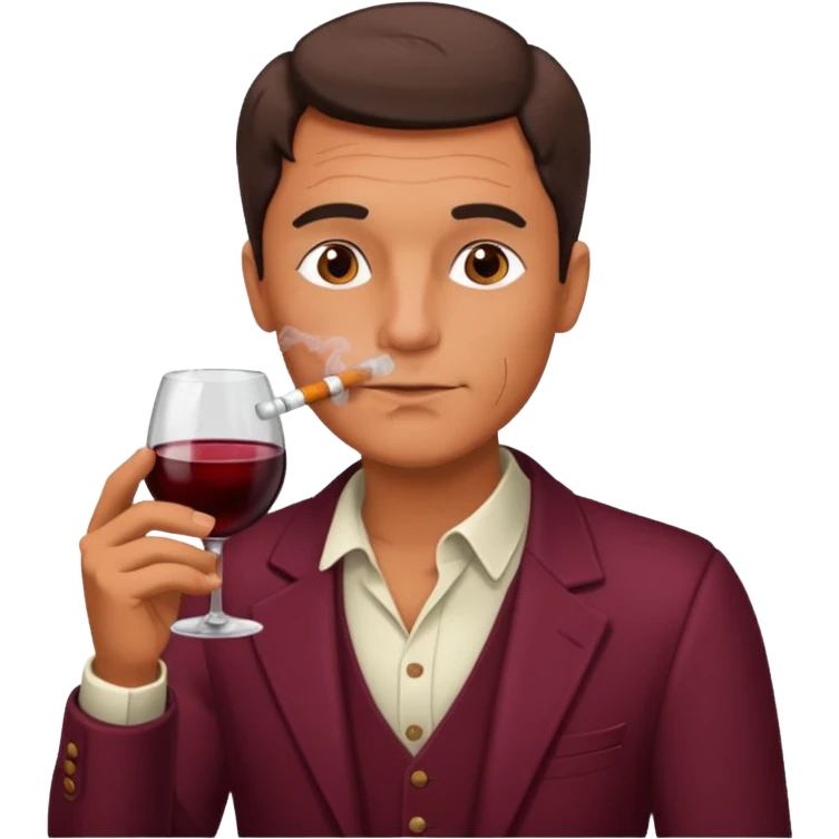 Man smoking cigarette drinking wine emoji