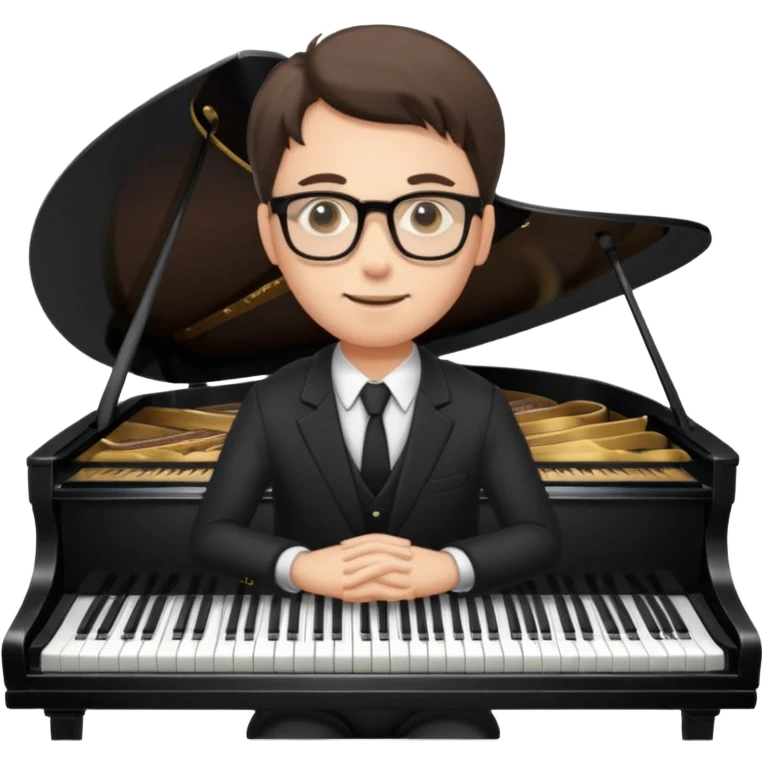 male portrait with glasses and piano emoji
