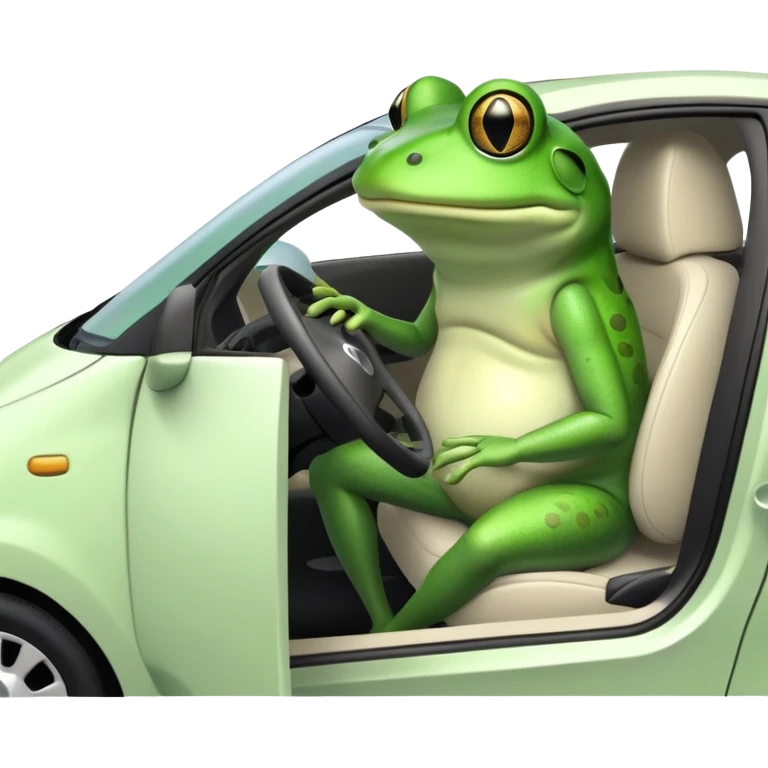 Frog in a 2024 white Prius  emoji