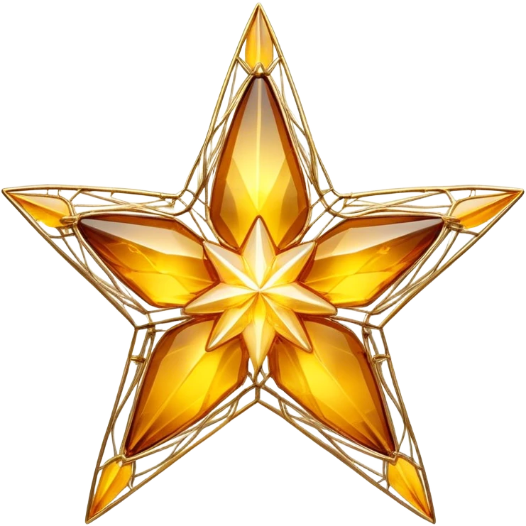 A radiant yellow dream star emerges, carefully being built by hands connecting delicate strands of golden thread and translucent panels of glowing amber glass incomplete emoji