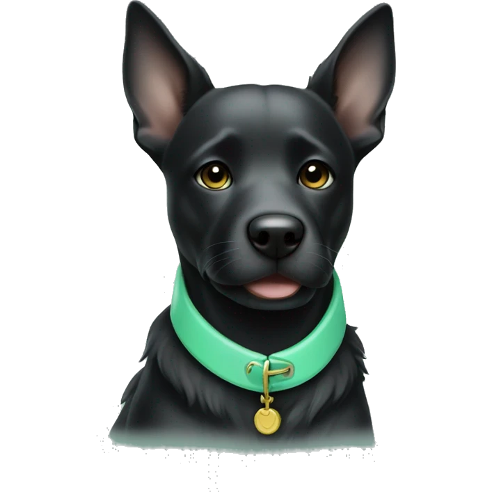 Black dog with mint green collar  emoji