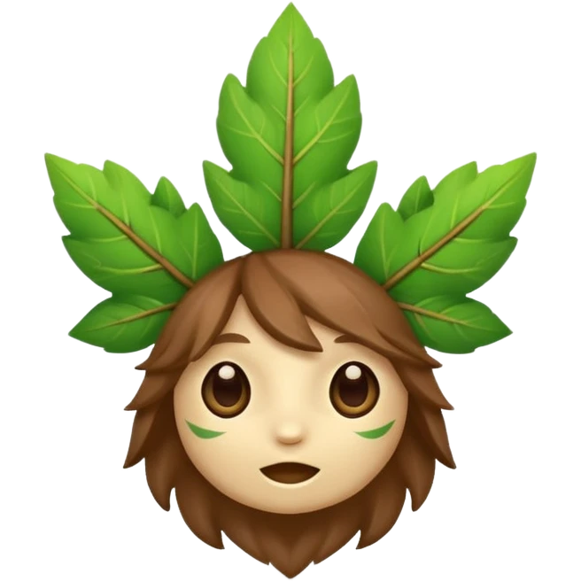 woodland spirit shaking head with leaf cross symbol emoji