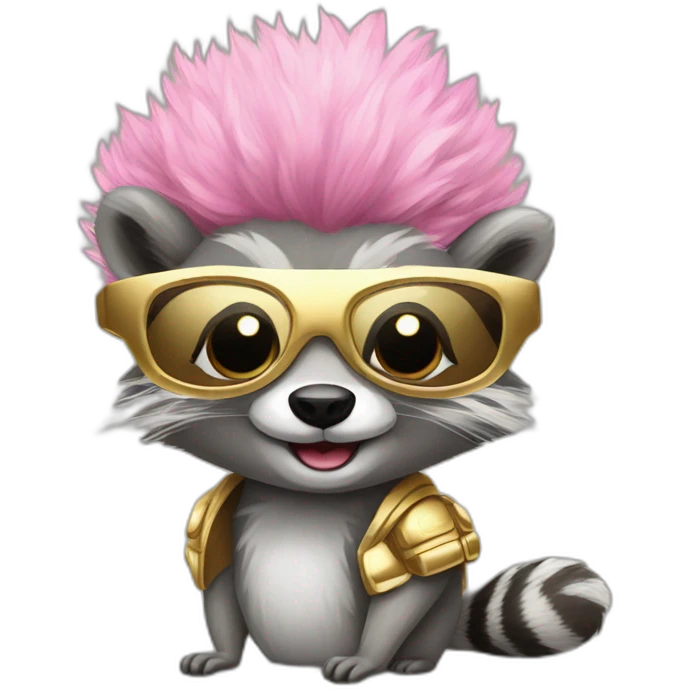 married-raccoons-with-pink-wigs-gold-sneakers emoji