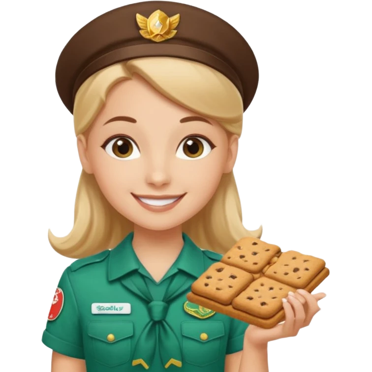 white girl scout selling cookie at Wendy’s big emoji
