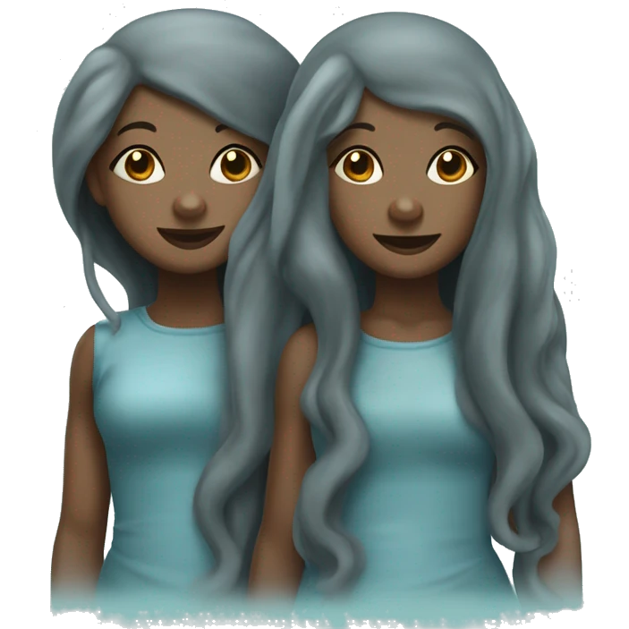 two brown skinned girls with long hair dressed up as manatees for halloween emoji