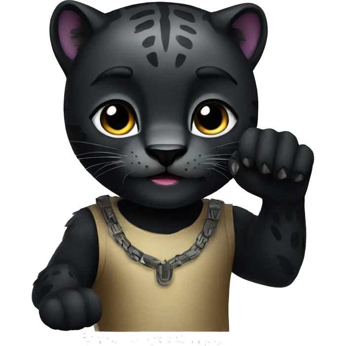 A black panther holding the number 0 in its paws emoji