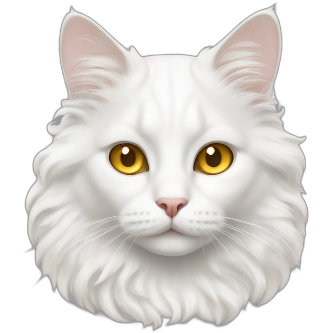 white cat with golden eyes and curly hair emoji