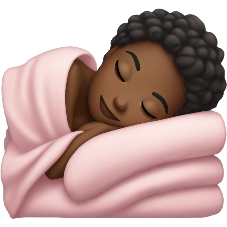 black girl sleeping with pink blanket with lashes emoji