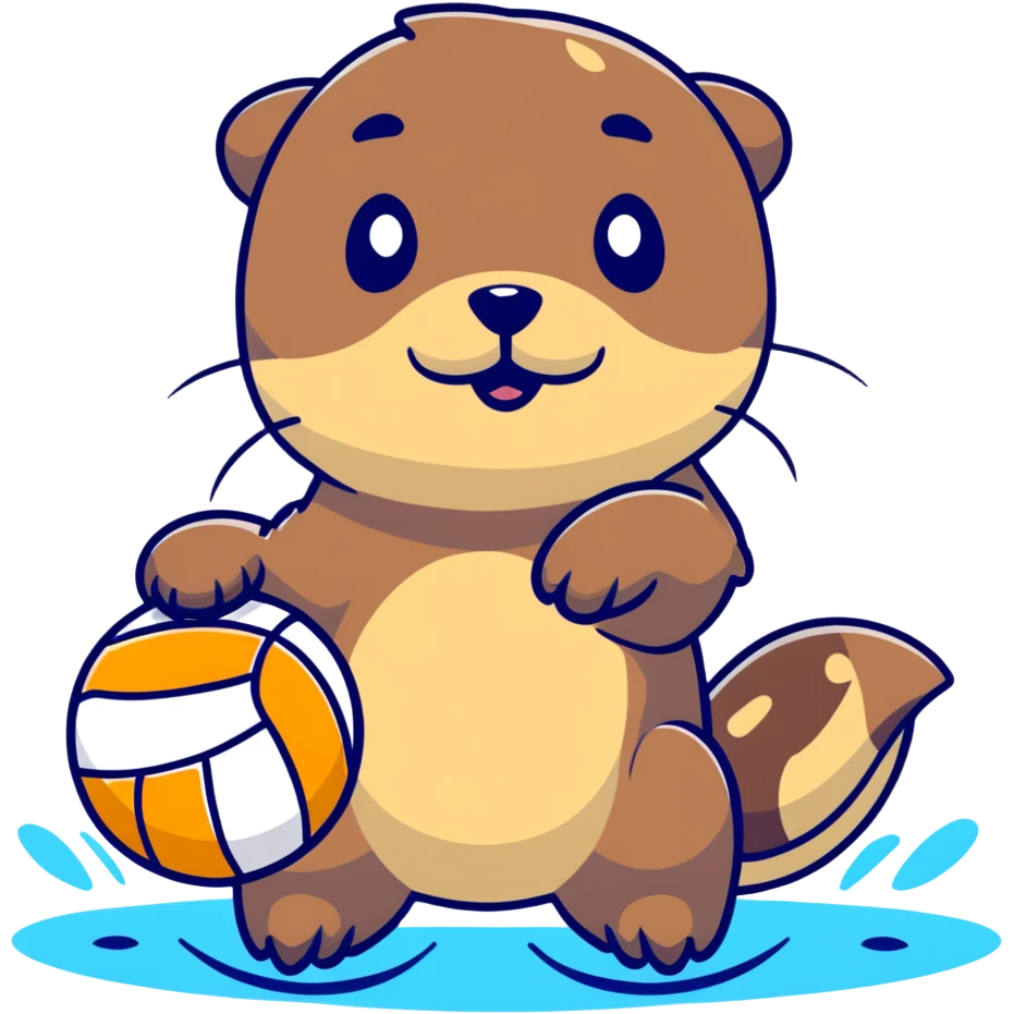 cute otter in water holding a volleyball with both paws emoji