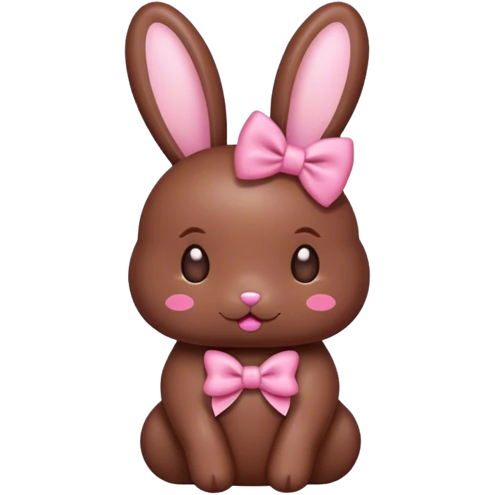 kawaii chocolate candy bunny with pink bow on neck kissy emoji emoji