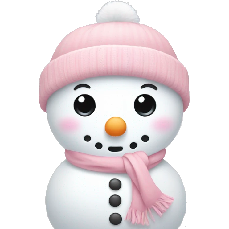 Cute white and light pink snowman emoji