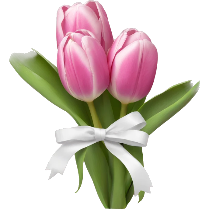 Pink tulips with a white ribbon emoji