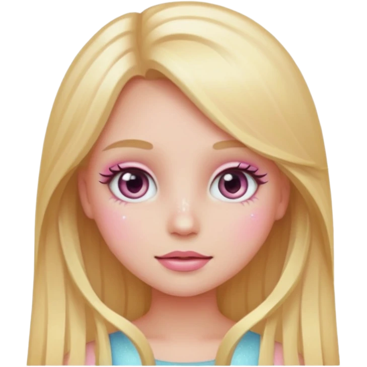 “Emoji girl, pastel pink blush, sparkly wide eyes, long blonde hair.” emoji