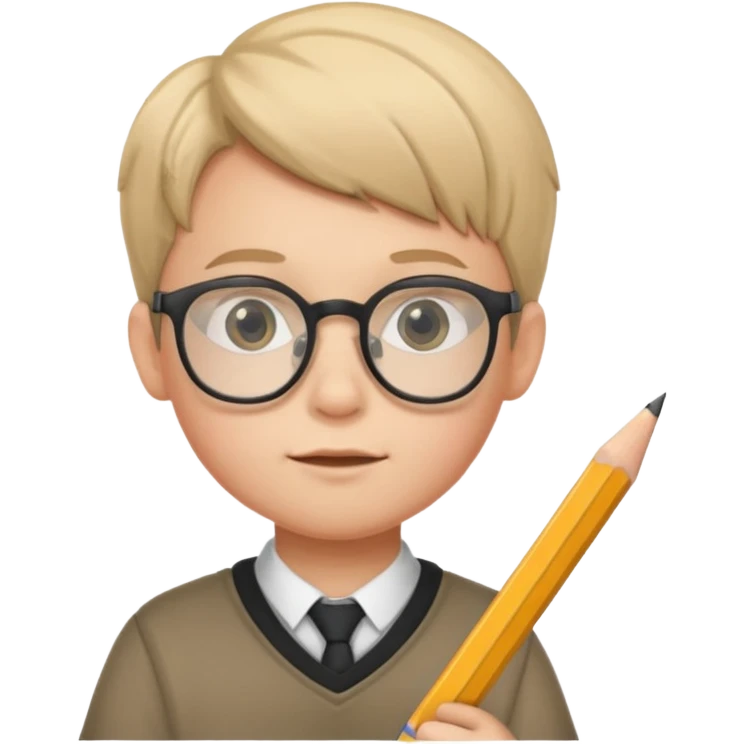 boy kid with glasses → holding a pencil emoji