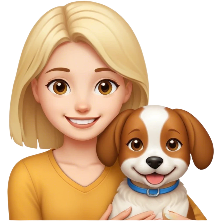 smiling girl with dog emoji