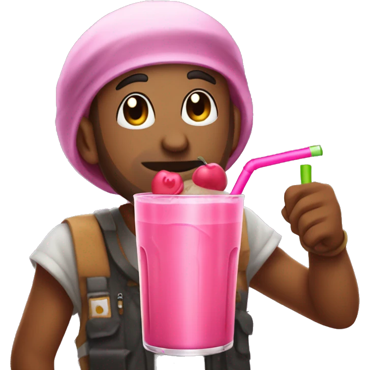 among us crewmate drinking pink juice with a giant straw emoji
