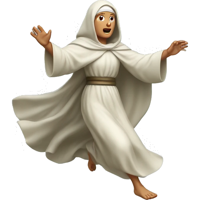 saint brigid running, with a large stride and arms outstretched emoji