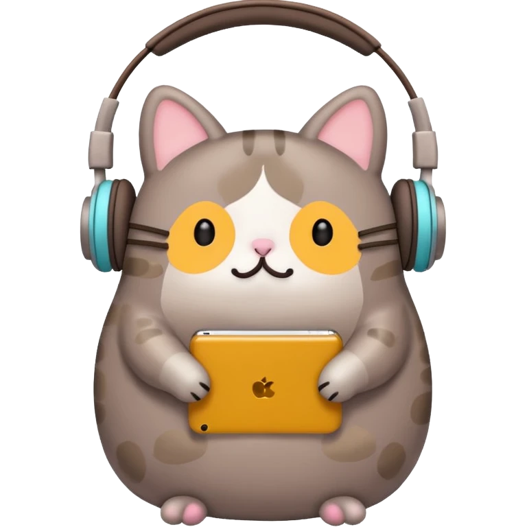 Pusheen with earphones  emoji