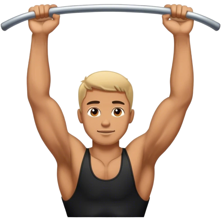 guy with black shirt doing pull ups emoji