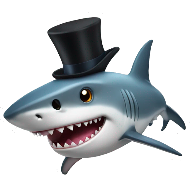 Shark with a top hat emoji