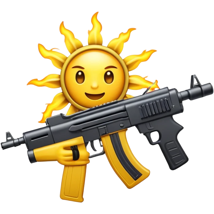 sun with machine gun ready to take on the day emoji