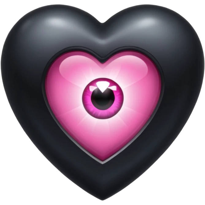 A black heart Gem with a pink eye in the center emoji