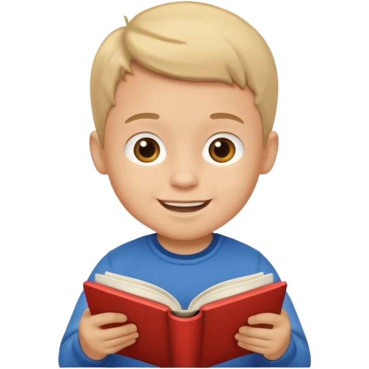 Niño pequeño leyendo un libro feliz emoji