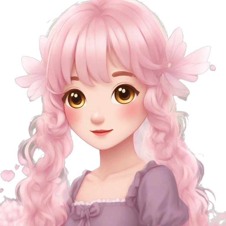 Gorgeous anime style lady with blushing face cottagecore fairycore  Kawaii anime colorful pearly romantic simplistic aesthetic trending stylea emoji
