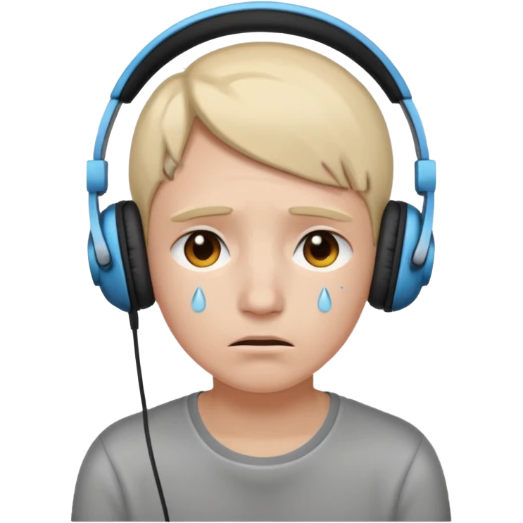 Sad with headphones on emoji