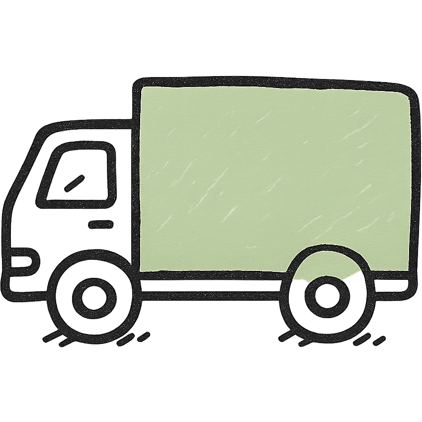 light green truck with black details, hand-drawn style emoji