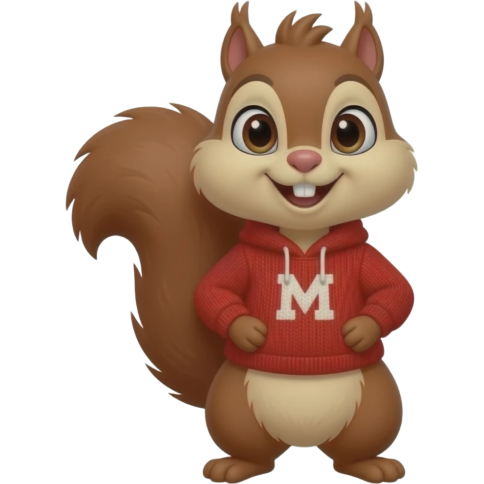 Draw Alvin the chipmunk as a female with M written on a red sweater emoji