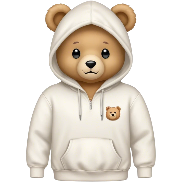 White hoodie with teddy bear icon emoji