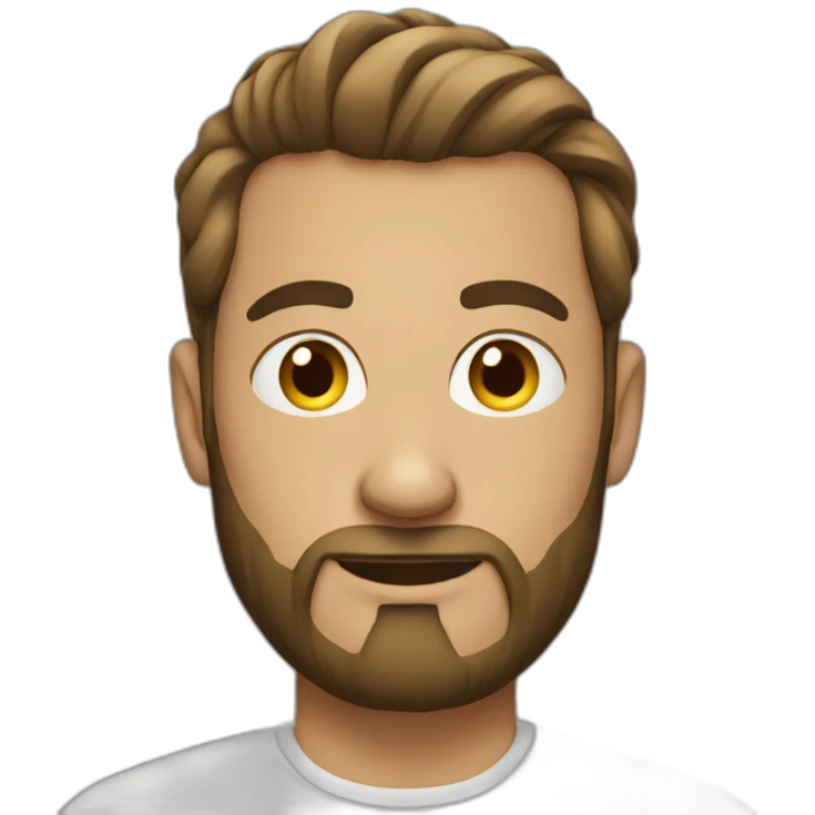 man with a bun and beard at a laptop emoji