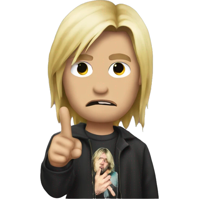 Kurt Cobain sticking the middle finger emoji